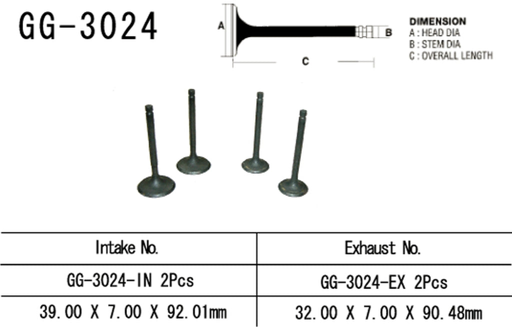 Intake valve Suzuki GS 500 E/F 89-10 (OEM: 12911-01D00) (1 pc) (Made in Japan)
