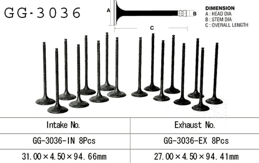 Intake valve Suzuki GSF 1250 07-10, GSX-R 1100W 94-98, DL 650 07-17, SV 650/SVF 650 99-17 (OEM: 12911-18H00, 12911-46E00) (1 pc) (Made in Japan)