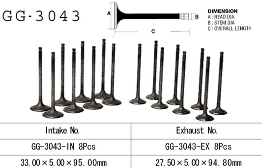Intake valve Suzuki GSX-R 1300 Hayabusa 99-07 (OEM: 12911-24F00) (1 pc) (Made in Japan)