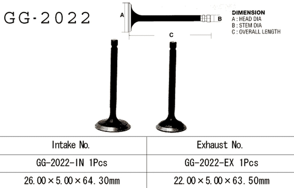 Intake valve Yamaha YFM 125 Grizzly 04-15, Raptor 125 11-15, XC 125 Riva 96-01 (OEM: 50M-12111-00, 5AP-12111-00) (1 pc) (Made in Japan)