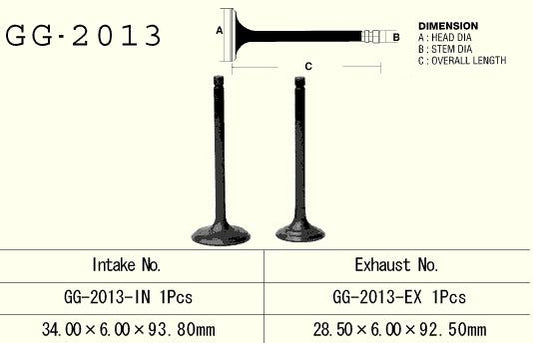 Intake valve Yamaha YFM 250 89-09, TW 200 87-09, XT 225, TTR 230 (OEM: 5H0-12111-00, 5H0-12111-02) (1 pc) (Made in Japan)
