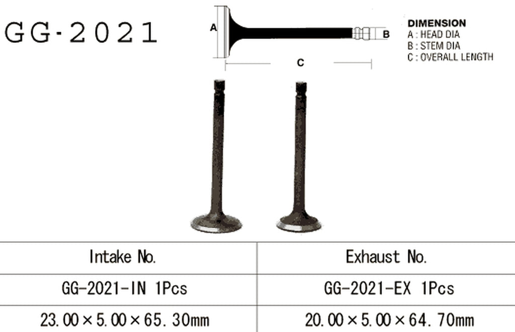 Intake valve Yamaha YFM 80 85-08 (OEM: 22K-12111-01, 2D3-12111-00) (1 pc) (Made in Japan)