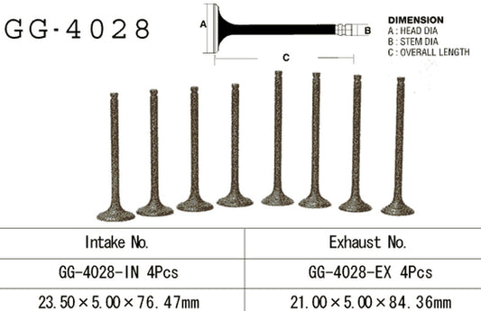 Exhaust valve Kawasaki EL 250 88-91, EX 250 88-07 (OEM: 12005-1091) (1 pc) (Made in Japan)