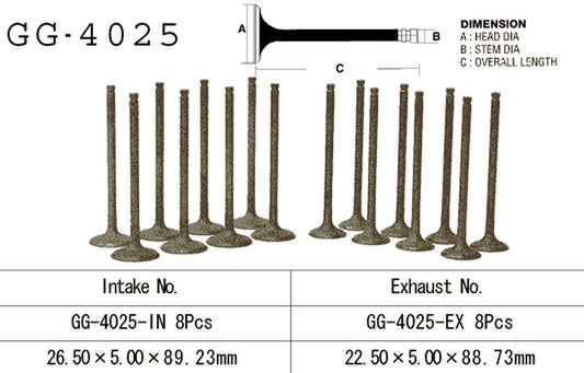Exhaust valve Kawasaki GPZ 750 83-85, GPX 750R 87-90 (OEM: 12005-1077) (1 pc) (Made in Japan)