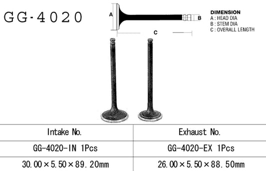 Exhaust valve Kawasaki KLT 160/185 85-87, KLF 185 85-88 (OEM: 12005-1051) (1 pc) (Made in Japan)