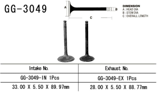 Exhaust valve Suzuki DR 200SE 01-13, DR 650SE 96-15 (OEM: 12912-42A00) (1 pc) (Made in Japan)