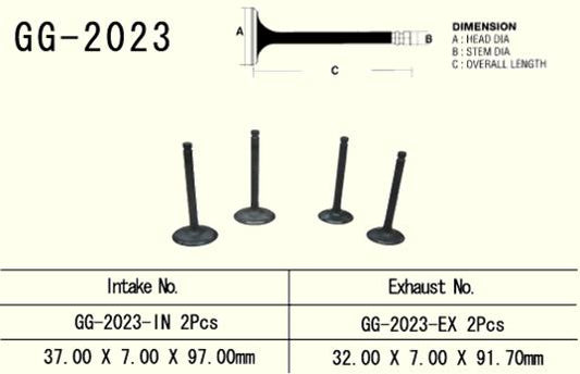Exhaust valve Yamaha YFM 600 Grizzly 98-01, XT 600 87-03, TT 600 (2 per vehicle) 32.0 x 7.0 x 91.7 mm (OEM: 1VJ-12121-00) (1 pc) (Made in Japan)