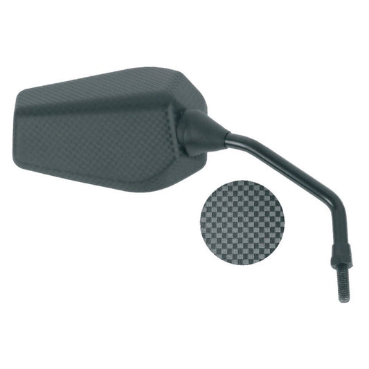 Mirror right 8 mm thread, left/right, carbon Derbi Atlantis/GP1, Peugeot XPS 50 2003–2009 (E151D)
