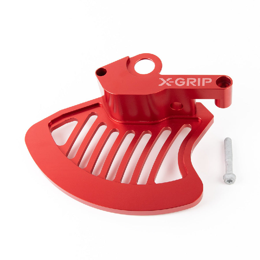 Front brake disc guard – KTM EXC/EXC‑F, Husqvarna TE/FE/TC/FC 2016–, GasGas EC/EC‑F/MC/MC‑F 2021–, red