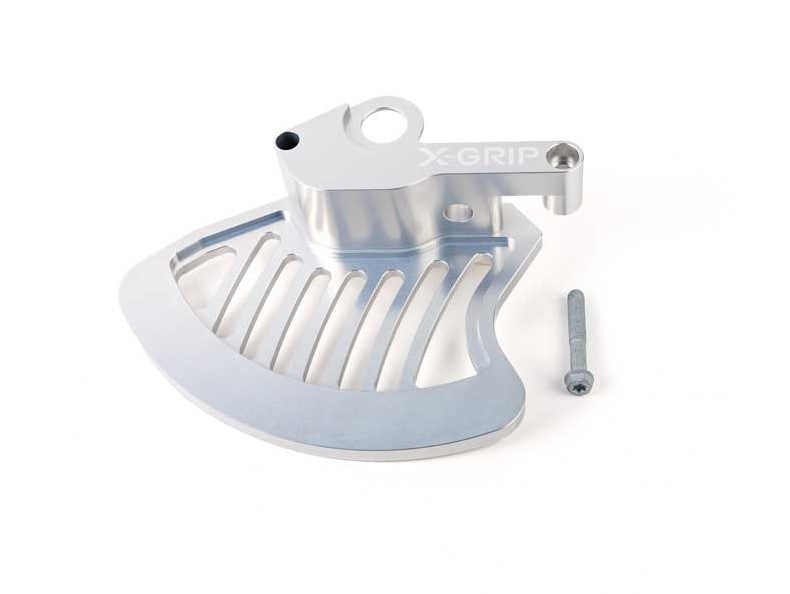 Front brake disc guard – KTM EXC/EXC‑F, Husqvarna TE/FE/TC/FC 2016–, GasGas EC/EC‑F/MC/MC‑F 2021–, silver