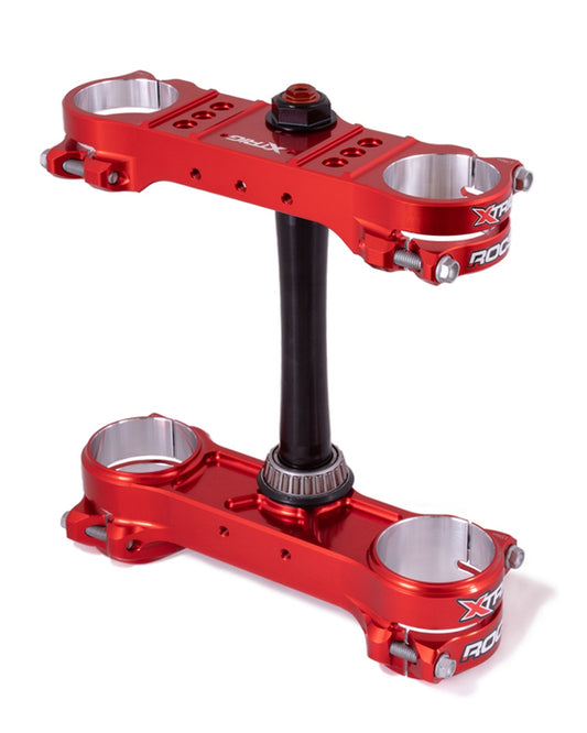 ROCS Pro triple clamps – front suspension – KTM SX/SX‑F 125/250/350/450 2013–2022, EXC/EXC‑F 2014–2023, Husqvarna 2014–2022, GasGas EC/EC‑F/MC/MC‑F 2021–2023, M12 (offset 20–22 mm), red