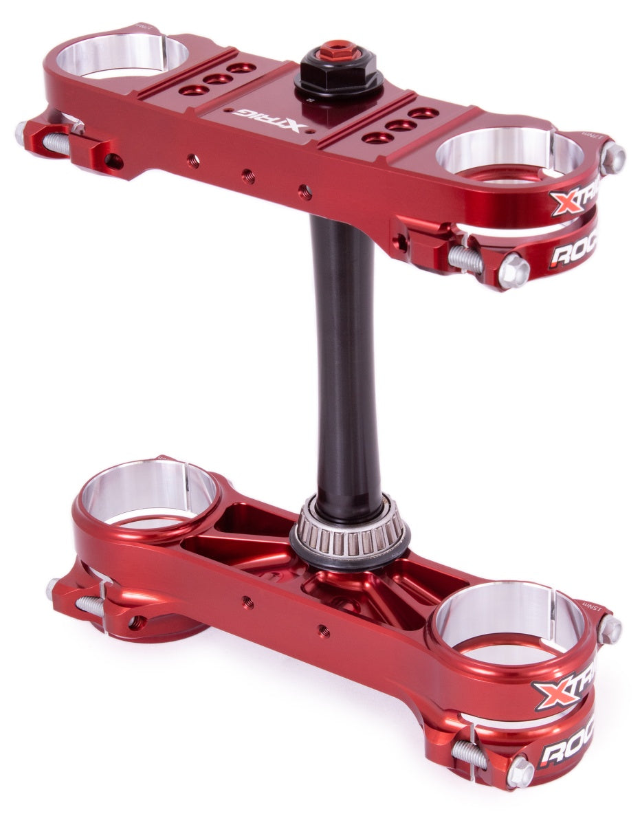 ROCS Pro triple clamps – front suspension – KTM SX/SX‑F 125/250/350/450 2013–2022, EXC/EXC‑F 2014–2023, Husqvarna 2014–2022, GasGas EC/EC‑F/MC/MC‑F 2021–2023, M12 (offset 20–22 mm), X‑Trig Brown