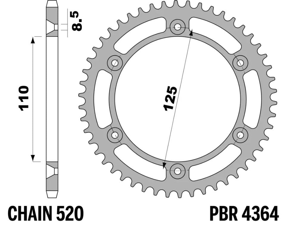 Rear Sprocket 4364 43 F Beta Trial 250 97-02 (Chain 520)